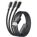 Кабель ESSAGER Simple 3 in 1 USB to Type-C+MicroUSB+Lightning (100W, 1.2m) EXCMTL-JJ01-P - Black (896383B). Фото 1 з 12