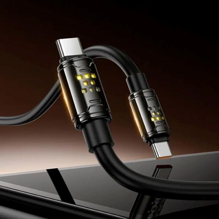 Кабель Hoco U143 Type-C to Type-C (240W, 3A, 1.2m) - Black: фото 8 из 8