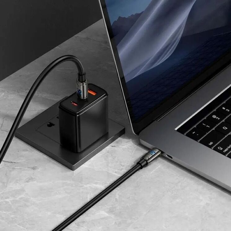 Кабель Hoco U143 Type-C to Type-C (240W, 3A, 1.2m) - Black: фото 7 из 8