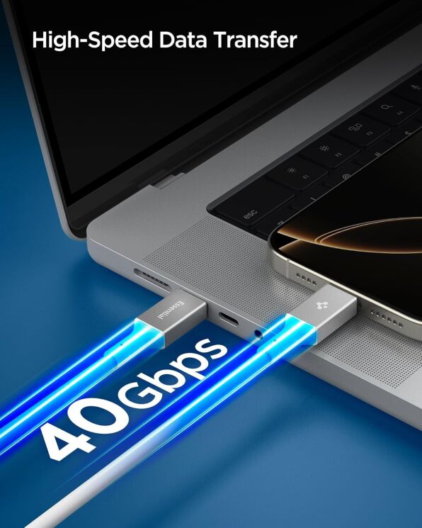 Кабель Spigen Essential Type-C to Type-C (240W, 1.2m) ACA09461 - Black: фото 5 з 8