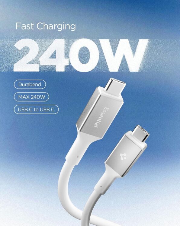 Кабель Spigen Essential Type-C to Type-C (240W, 1.2m) ACA09461 - Black: фото 2 з 8