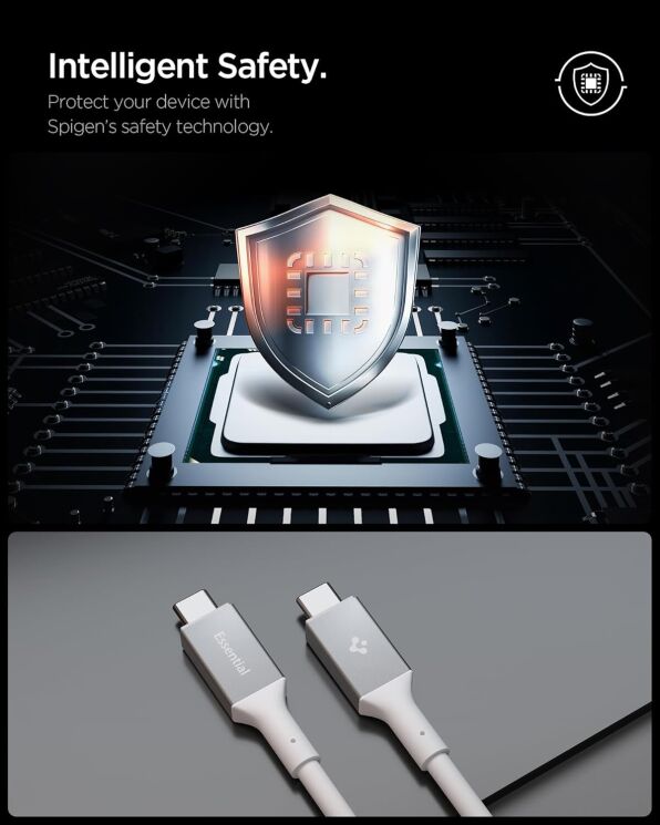 Кабель Spigen Essential Type-C to Type-C (240W, 1.2m) ACA09461 - Black: фото 8 з 8