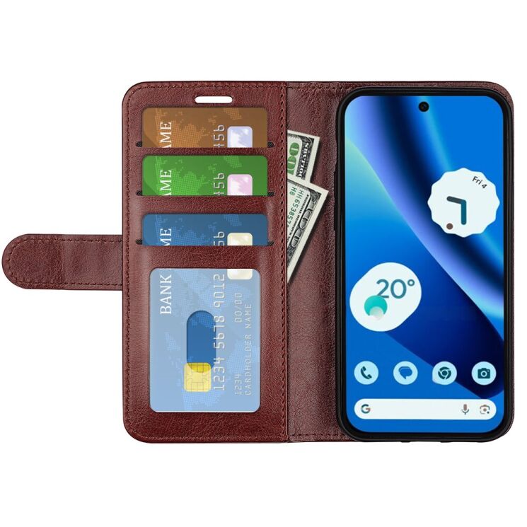 Классический чехол-книжка Deexe Wallet Style для Google Pixel 10a - Brown: фото 2 из 7