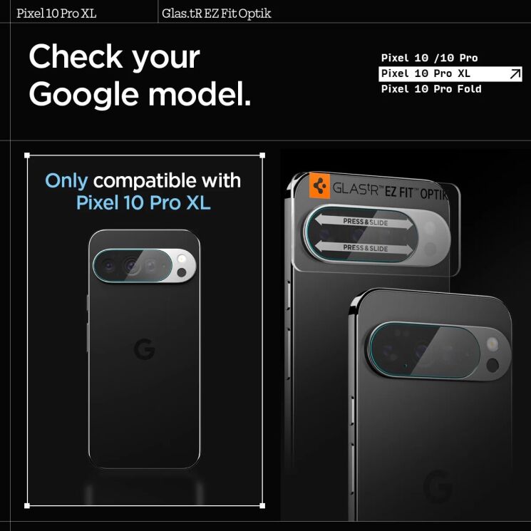 Комплект защитного стекла Spigen (SGP) Optik Lens Protector для Google Pixel 10 Pro XL (AGL09663) - Crystal Clear: фото 9 из 14