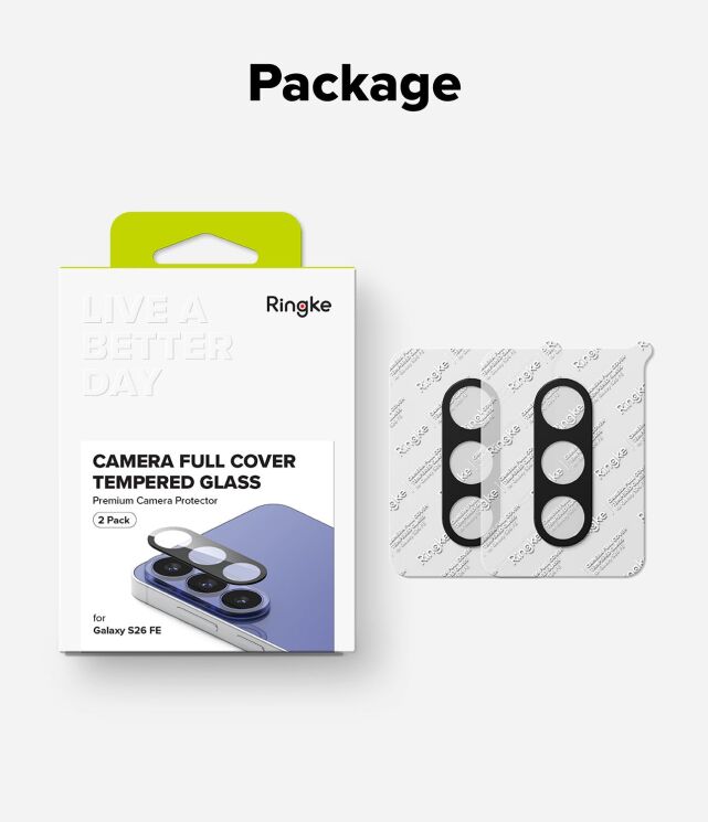 Комплект защитных стекол (2шт) Ringke Camera Full Cover Glass для Samsung Galaxy S26 FE (8800380463875) - Black (412761B) Комплект защитных стекол (2шт) Ringke Camera Full Cover Glass для Samsung Galaxy S26 FE (8800380463875) - Black: фото 15 из 16