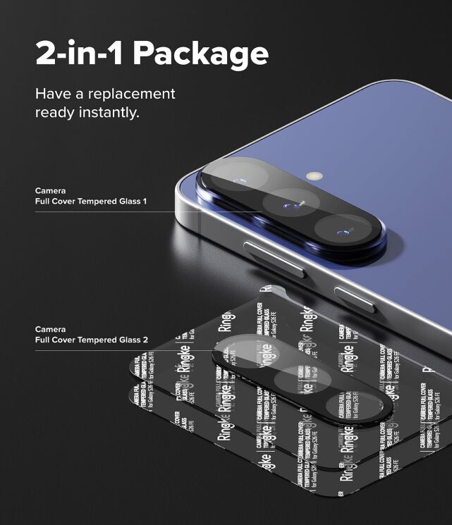 Комплект защитных стекол (2шт) Ringke Camera Full Cover Glass для Samsung Galaxy S26 FE (8800380463875) - Black (412761B) Комплект защитных стекол (2шт) Ringke Camera Full Cover Glass для Samsung Galaxy S26 FE (8800380463875) - Black: фото 8 из 16