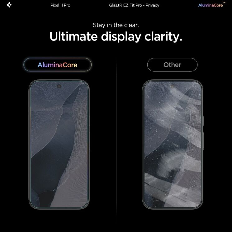 Комплект захисних стекол (2шт) Spigen Glas.tR EZ Fit Pro Privacy Set для Google Pixel 11 Pro / 10 Pro / 9 Pro / 9 (AGL11481): фото 10 з 12