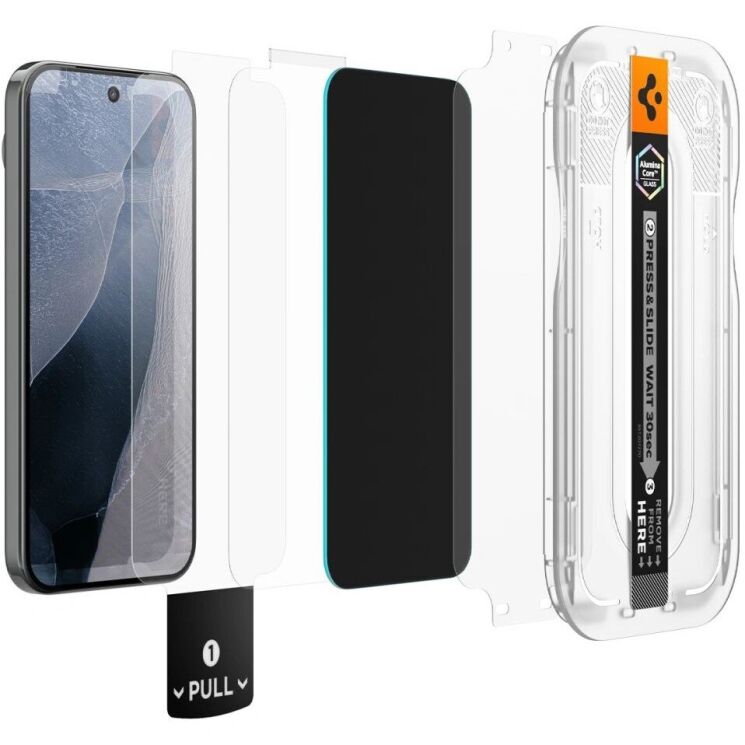 Комплект захисних стекол (2шт) Spigen Glas.tR EZ Fit Pro Privacy Set для Google Pixel 11 Pro / 10 Pro / 9 Pro / 9 (AGL11481): фото 2 з 12