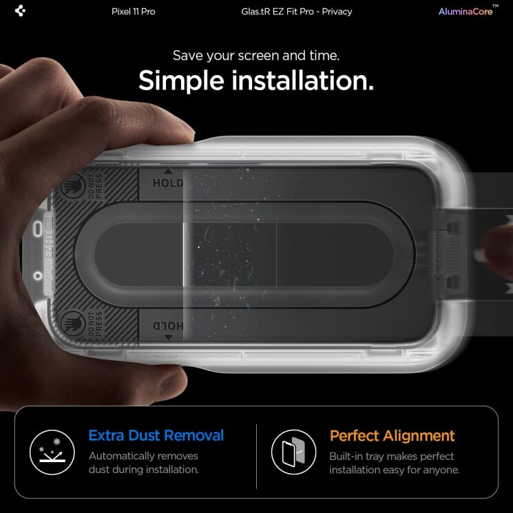 Комплект захисних стекол (2шт) Spigen Glas.tR EZ Fit Pro Privacy Set для Google Pixel 11 Pro / 10 Pro / 9 Pro / 9 (AGL11481): фото 11 з 12