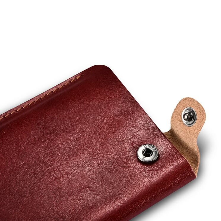 Кожаный чехол-карман ICARER Retro Pouch для смартфонов - Wine Red: фото 7 из 10