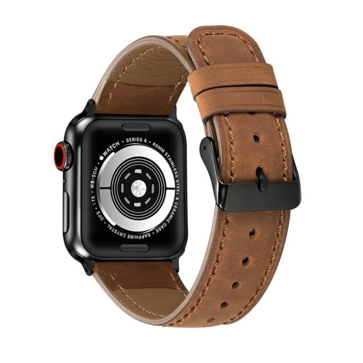 Кожаный ремешок Deexe Leather Strap для Apple Watch 46 / 45 / 44 / SE 44 / 42 (Series 1-3) / Ultra / Ultra 2 - Brown: фото 1 из 5