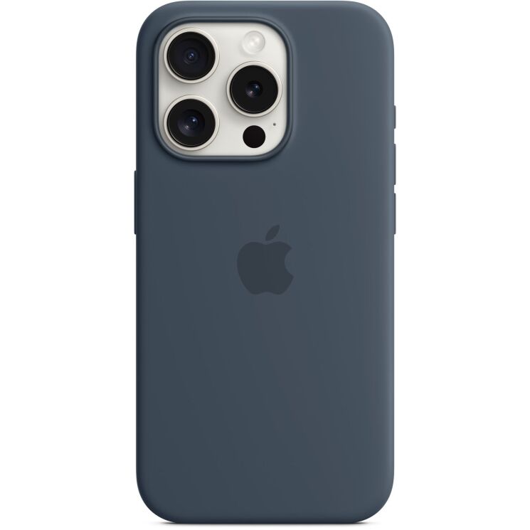Оригинальный чехол Silicone Case with MagSafe для Apple iPhone 15 Pro (MT1D3) - Storm Blue: фото 3 из 5