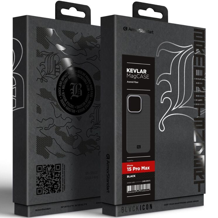 Протиударний чохол ArmorStandart BlackIcon Kevlar MagCase для Apple iPhone 15 Pro Max - Black: фото 2 з 2