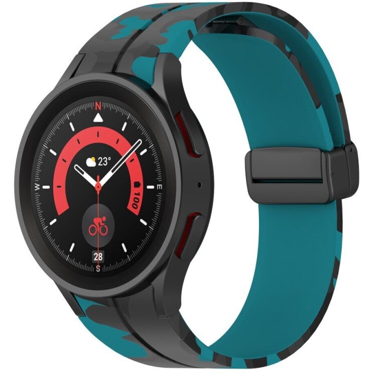 Ремінець Deexe Camo Silicone для Samsung Galaxy Watch 4 / 4 Classic / 5 / 5 Pro - Dark Blue: фото 4 з 6