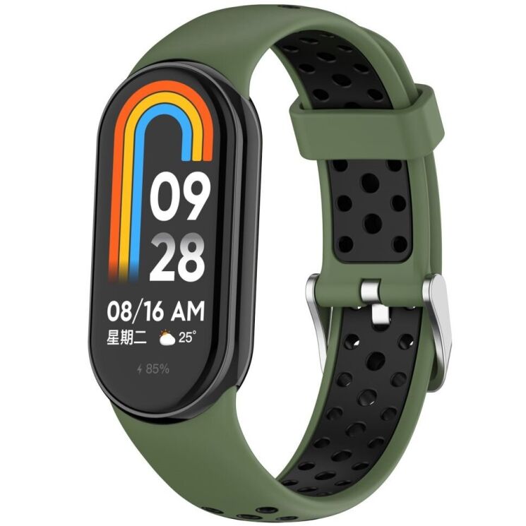Ремешок Deexe Dot Color для Xiaomi Mi Smart Band 8 / 9 - Army Green / Black: фото 2 из 9