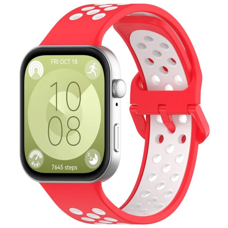 Ремінець Deexe Dual Color для Huawei Watch Fit 3 - Red / White: фото 4 з 7