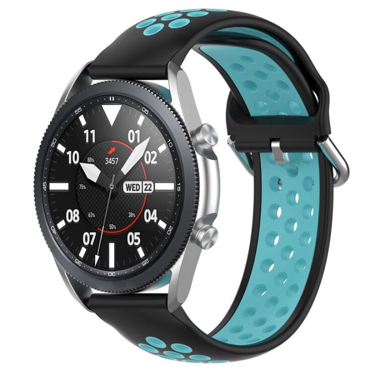 Ремешок Deexe Dual Color для Samsung Galaxy Watch 3 (41mm) - Black / Blue: фото 5 из 5