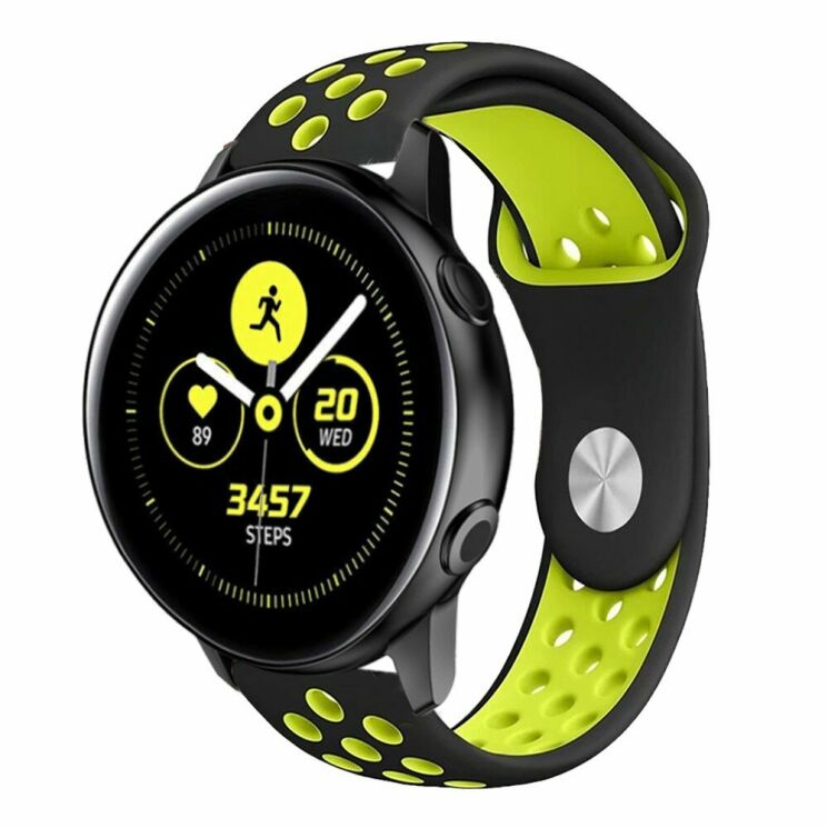 Ремінець Deexe Dual Color для Samsung Galaxy Watch Active - Black / Yellow: фото 2 з 3
