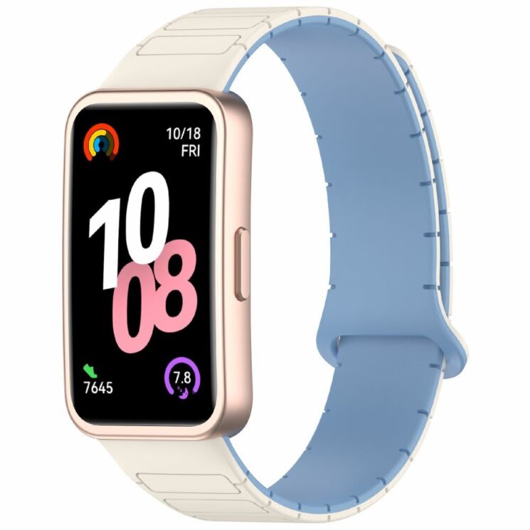 Ремешок Deexe Flexible Fit для Huawei Band 8 / 9 / 10 - White / Blue: фото 2 из 6