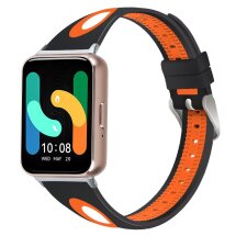 Ремінець Deexe Holes Design для Samsung Galaxy Fit 3 - Black / Orange: фото 1 з 5