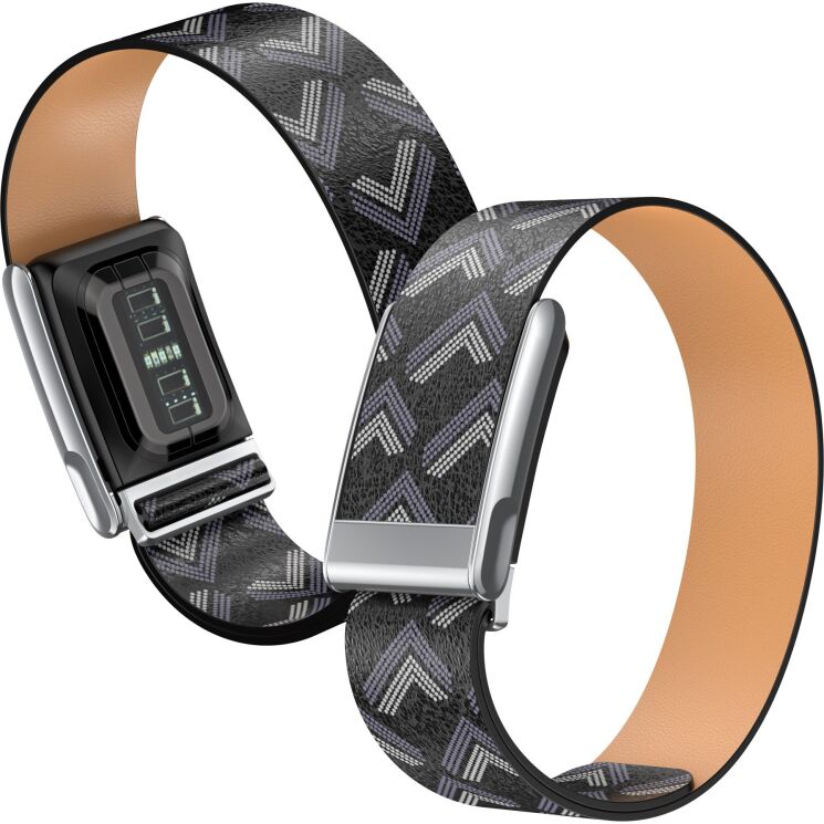 Ремешок Deexe Leather Pattern для WHOOP 5.0 / MG - Black / Gray: фото 3 из 8