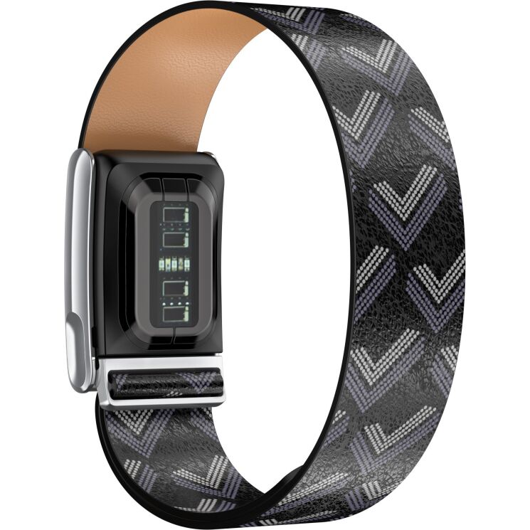 Ремешок Deexe Leather Pattern для WHOOP 5.0 / MG - Black / Gray: фото 2 из 8