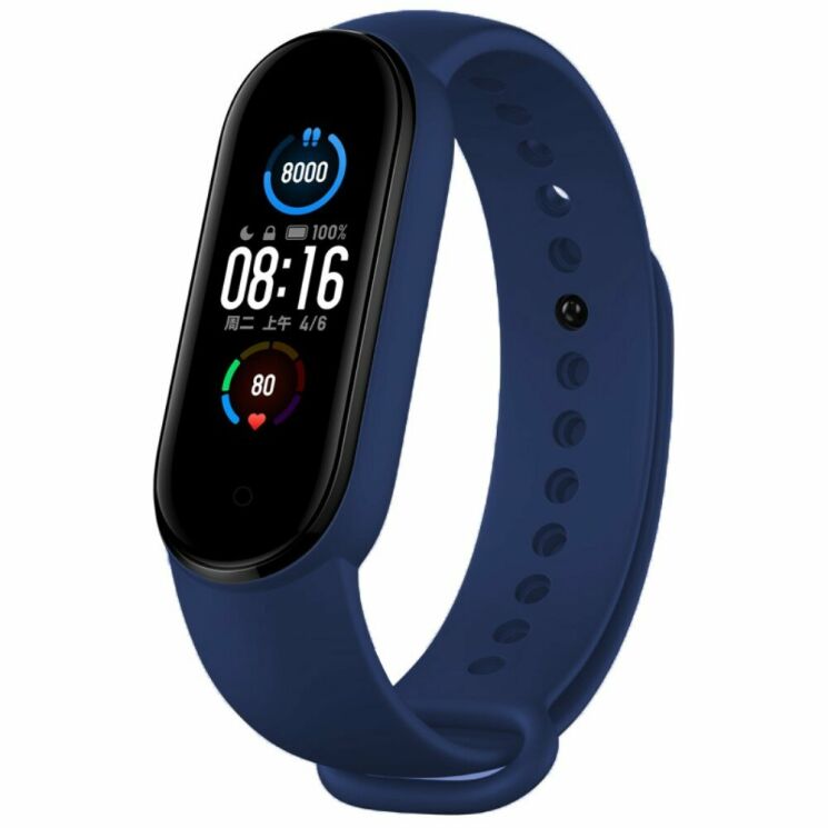 Ремешок Deexe Soft Touch для Xiaomi Mi Band 5 / Mi Band 6 / Mi Band 7 - Blue: фото 1 из 2