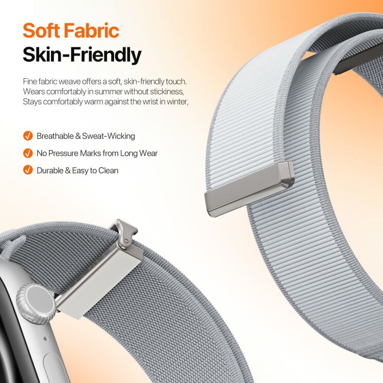 Ремешок DUX DUCIS YM Series для Apple Watch 42 (Series 10/11) / 41 / 40 / SE 40 / 38 - Light Grey: фото 9 из 11