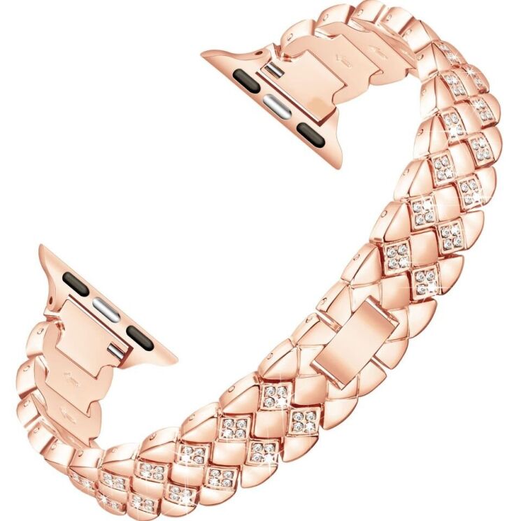 Ремешок KALEBOL Diamond для Apple Watch 42 (Series 10) / 41 / 40 / SE 40 / 38 - Rose Gold: фото 1 из 7