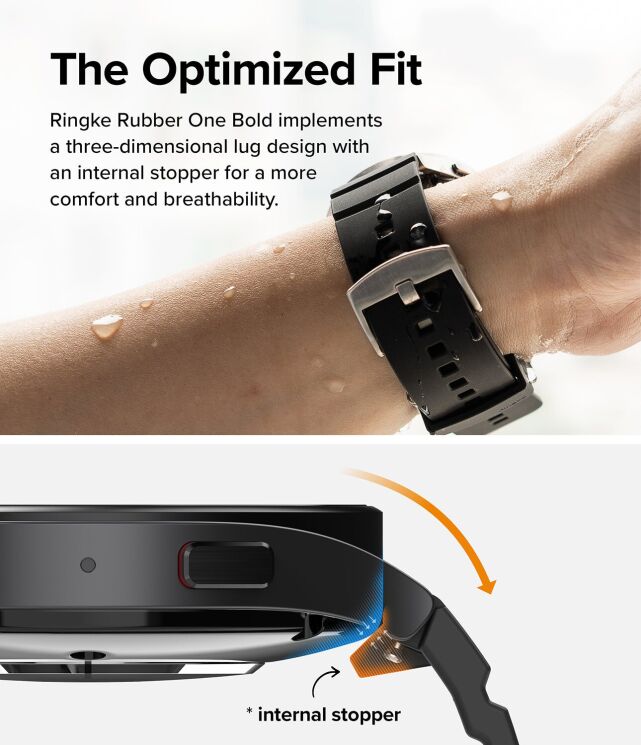 Ремінець Ringke Rubber One Bold для годинників з шириною кріплення 20мм (8809919305174) - Black (895456B) Ремінець Ringke Rubber One Bold для годинників з шириною кріплення 20мм (8809919305174) - Black: фото 6 з 13