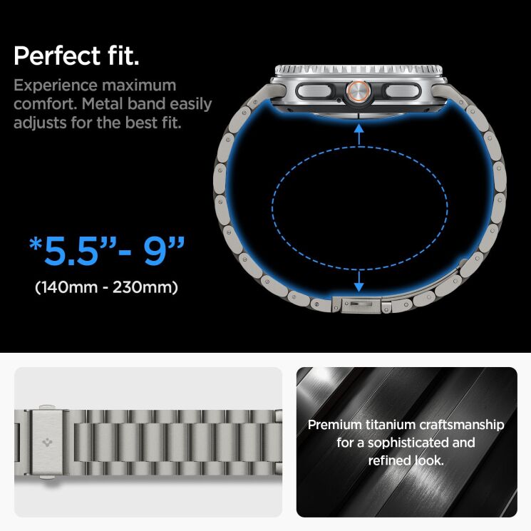 Ремінець Spigen Modern Fit Titanium для Samsung Galaxy Watch 8 (40/44mm) / 8 Classic AMP10122 - Natural Titanium (384188H) Ремінець Spigen Modern Fit Titanium для Samsung Galaxy Watch 8 (40/44mm) / 8 Classic AMP10122 - Natural Titanium: фото 13 з 14