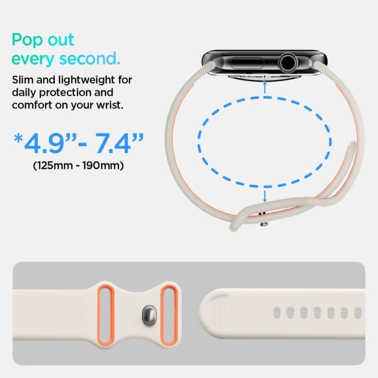 Ремешок Spigen (SGP) Nano Pop для Apple Watch 42 (Series 10) / 41 / 40 / SE 40 (AMP09326) - Orange Beige: фото 12 из 12