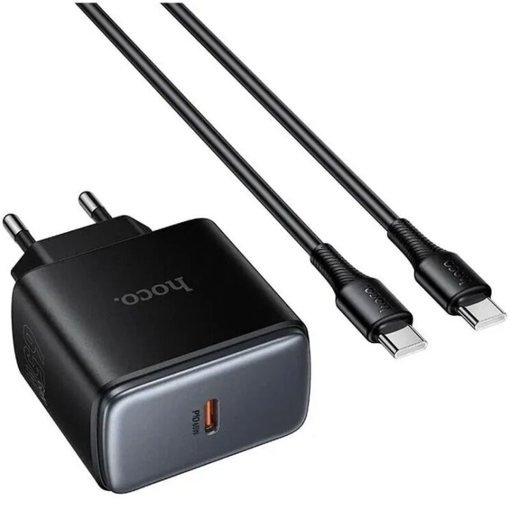Сетевое зарядное устройство Hoco C159A Upgrade PD65W (Type-C) + кабель Type-C to Type-C - Black: фото 2 из 6