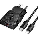 Сетевое зарядное устройство Hoco N74 PD25W + кабель Type-C to Type-C - Black: фото 1 из 4
