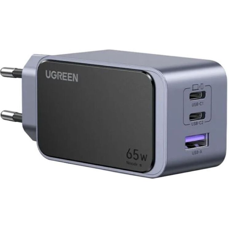 Сетевое зарядное устройство UGREEN X553 Nexode S 65W (2Type-C + USB) 35042 - Space Gray: фото 1 из 12