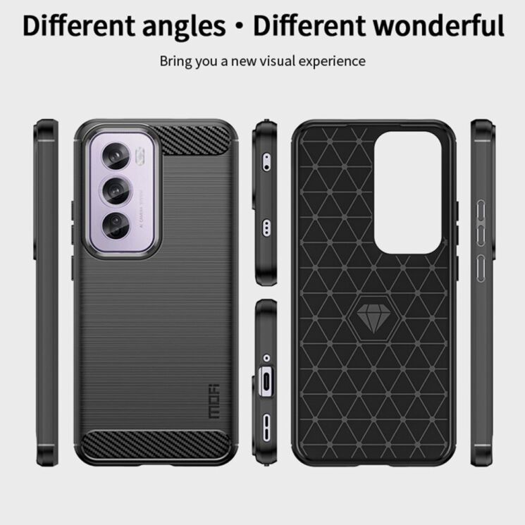 Силиконовый (TPU) чехол MOFI Carbon Fiber для OPPO Reno 12 Pro - Black: фото 8 из 9