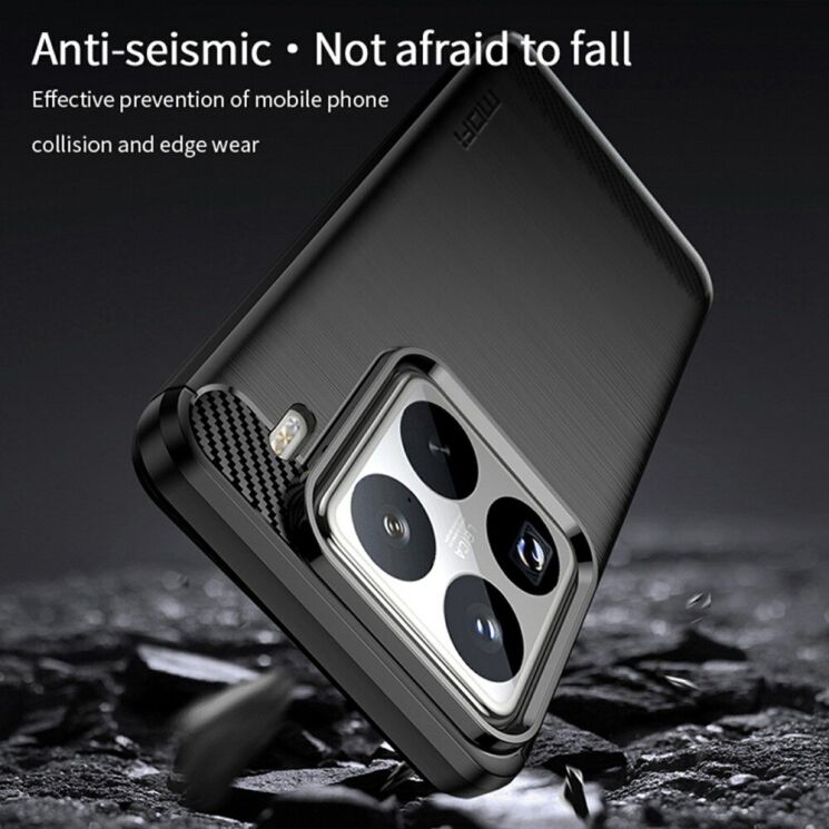 Силіконовий (TPU) чохол MOFI Carbon Fiber для Xiaomi 15 Pro - Blue: фото 5 з 9