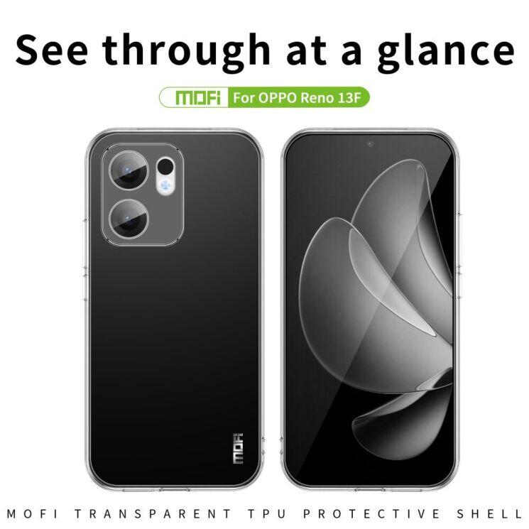 Силиконовый (TPU) чехол MOFI Thin Guard для OPPO Reno 13 F/FS 5G - Transparent: фото 3 из 10