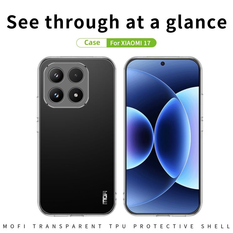 Силиконовый (TPU) чехол MOFI Thin Guard для Xiaomi 17 - Transparent (390630T) Силиконовый (TPU) чехол MOFI Thin Guard для Xiaomi 17 - Transparent: фото 2 из 9