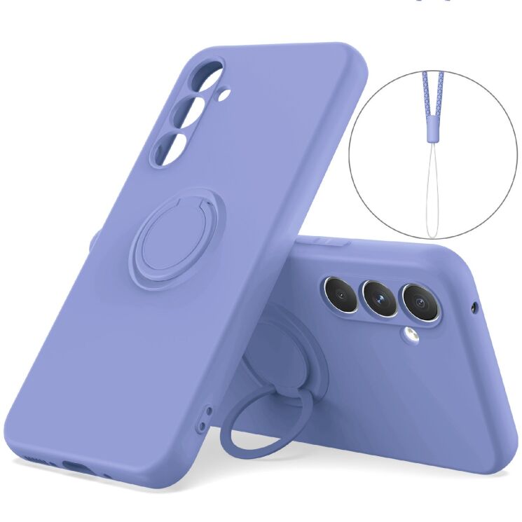 Силиконовый (TPU) чехол с кольцом Deexe Color Shell для Samsung Galaxy S26 FE - Purple: фото 1 из 8