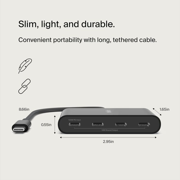 USB HUB Belkin Connect Type-C to 4Type-C (AVC018btBK) - Black: фото 6 из 10