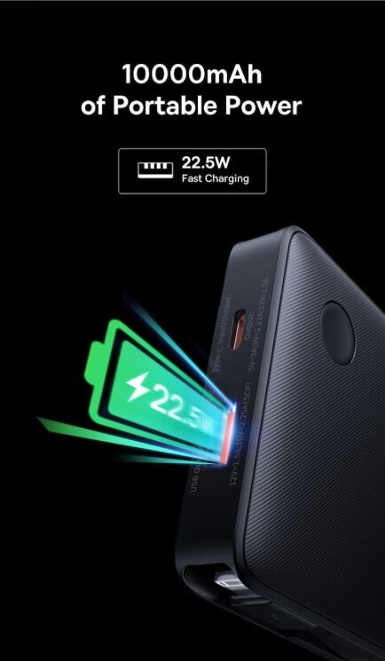 Зовнішній акумулятор Baseus Airpow Lite 22.5W (10000mAh) P10067501123-00 - Black: фото 10 з 17
