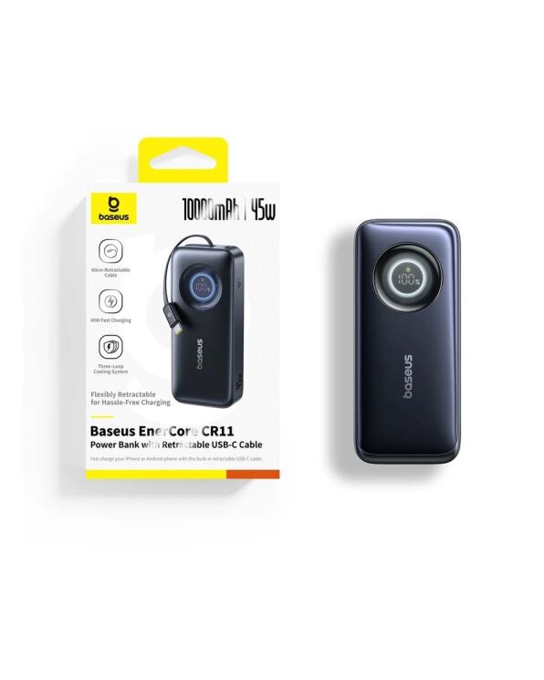 Внешний аккумулятор Baseus EnerCore CR11 45W (10000mAh) + кабель Type-C (E0027G00) - Black: фото 13 из 13
