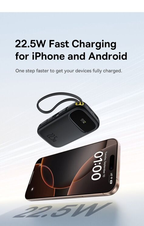 Внешний аккумулятор Baseus EnerFill FC31 22.5W (20000mAh) + кабель Type-C + Lightning (PPQD3) - Cosmic Black: фото 8 из 18