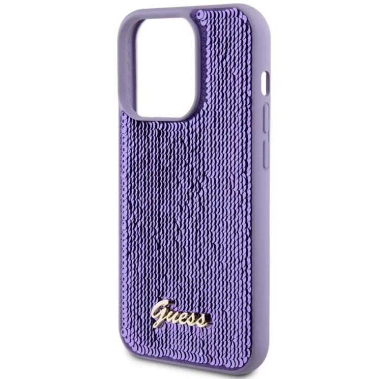 Защитный чехол Guess Sequin Script Metal для Apple iPhone 14 Pro - Purple: фото 6 из 8