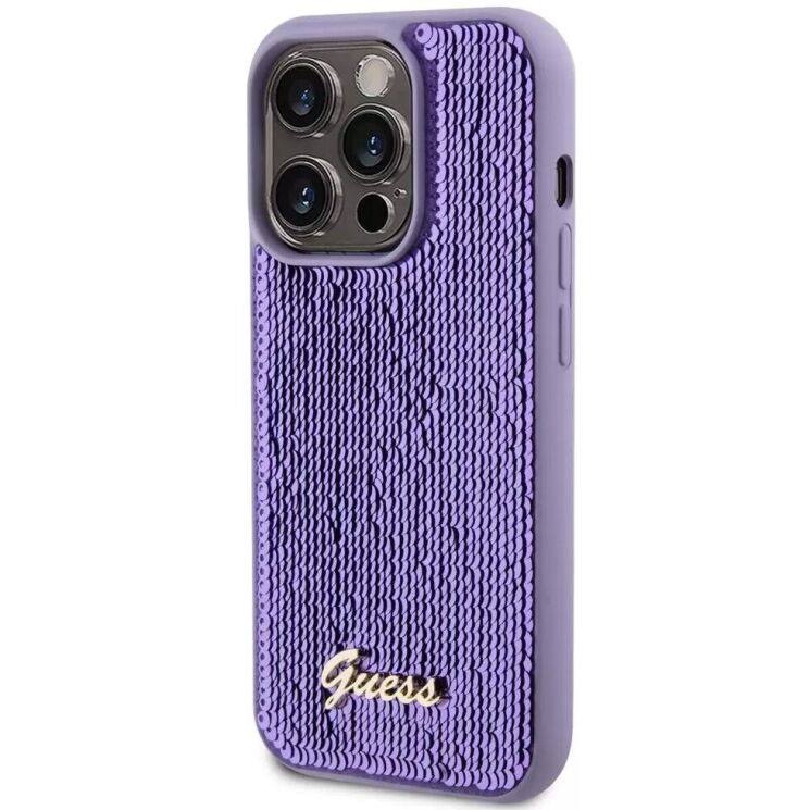 Защитный чехол Guess Sequin Script Metal для Apple iPhone 14 Pro - Purple: фото 4 из 8