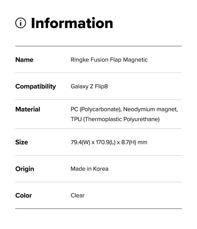Защитный чехол Ringke Fusion Flap Magnetic для Samsung Galaxy Flip 8 (8800328819405) - Clear: фото 23 из 23