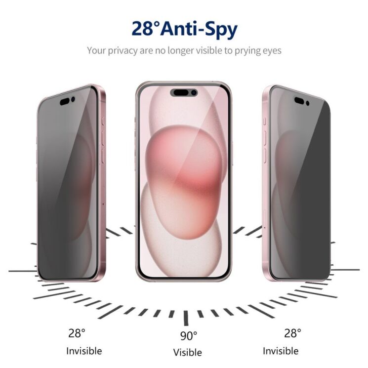 Захисне скло HAT PRINCE Anti-Spy для Apple iPhone 15 Plus - Black: фото 5 з 8