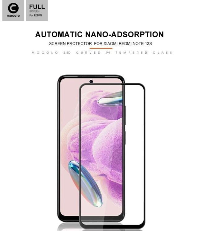 Защитное стекло MOCOLO Full Glue Cover для Xiaomi Redmi Note 12S - Black: фото 8 из 9
