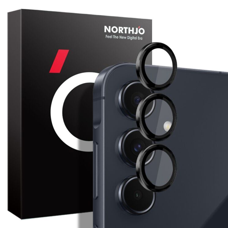 Захисне скло на камеру (3шт) NORTHJO Camera Lens Glass для Samsung Galaxy A55 (A556) - Black: фото 3 з 5